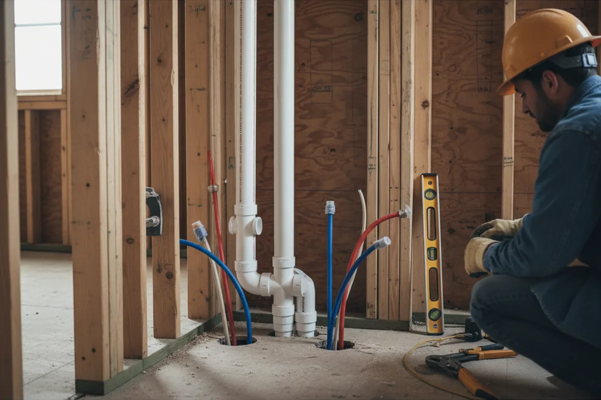 Drain and supply rough-in during Leak Detection in Manhasset