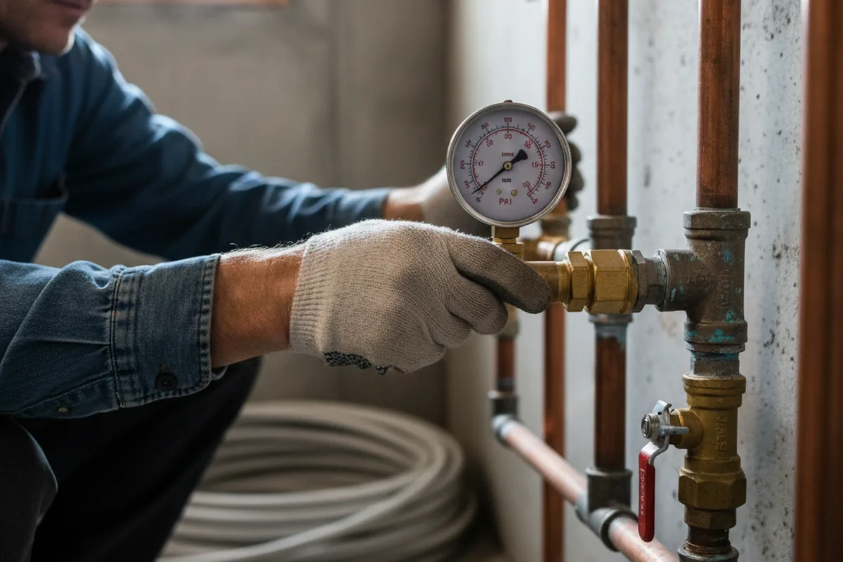 Pressure testing a repaired line during Water Line Repair in Manhasset